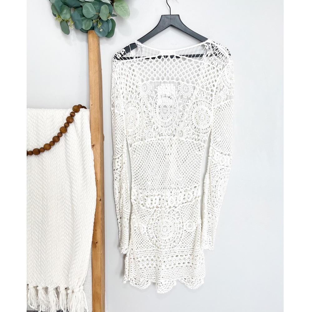 Missguided | Crochet Lace Up Mini Dress Coverup - Picture 16 of 16